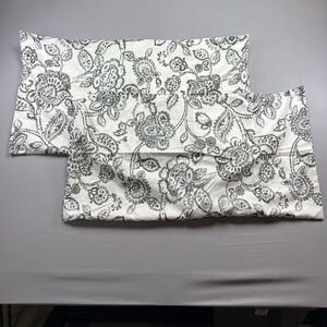Set Of 2 Costco King Pillow Shams White Black Paisley Bedding Decor (19" X 35")